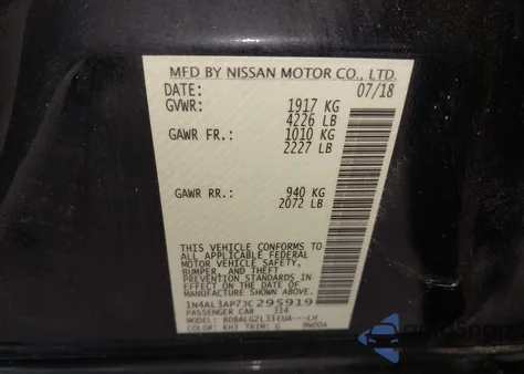 2018 Nissan Altima 2.5 S from USA, damaged, VIN 1N4AL3AP7JC295919